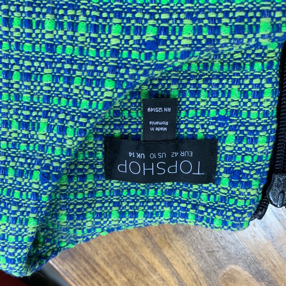2/$30 Topshop Tweed Dress Size 10 Green & Blue - Picture 3 of 7